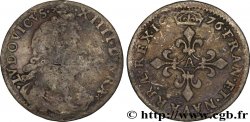 LOUIS XIV LE GRAND OU LE ROI SOLEIL Quatre sols à la croix formée de lis 1676 Paris