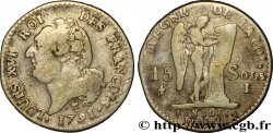 LOUIS XVI (MONARQUE CONSTITUTIONNEL)  15 sols dit &nbsp;au génie&nbsp;, type FRANCOIS 1791 Limoges