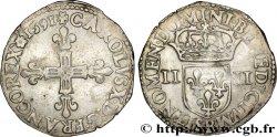 CHARLES X, CARDINAL OF BOURBON Quart d écu, croix de face 1591 Rouen