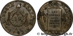 LA CONVENTION Essai de la pièce de un sol dite &nbsp;à la table de Loi&nbsp; 1793 Paris