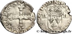 CHARLES X, CARDINAL OF BOURBON Quart d écu, croix de face 1591 Nantes VF