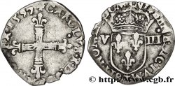 CHARLES X, CARDINAL DE BOURBON Huitième d&nbsp;écu, croix de face 1597 Nantes TB