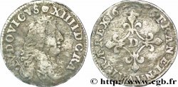 LOUIS XIV LE GRAND OU LE ROI SOLEIL Quatre sols à la croix formée de lis 1676 Vimy-en-Lyonnais (actuellement Neuville-sur-Saône) TB