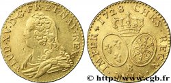 LOUIS XV &nbsp;THE WELL-BELOVED&nbsp; Louis d&nbsp;or aux écus ovales, buste habillé 1728 Rouen XF/AU