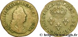 LOUIS XIV LE GRAND OU LE ROI SOLEIL IIII deniers 1696 Strasbourg TB+/TTB