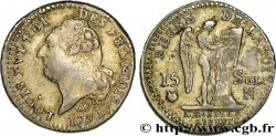 LOUIS XVI (MONARQUE CONSTITUTIONNEL)  15 sols dit &nbsp;au génie&nbsp;, type FRANÇOIS 1791 Montpellier