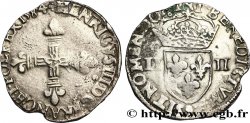 HENRI III Quart d&nbsp;écu, croix de face 1584 Rennes