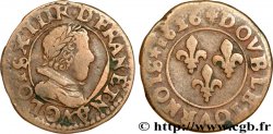 LOUIS XIII LE JUSTE Double tournois, 3e type 1626 Poitiers TB+