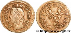 LOUIS XIII LE JUSTE Double tournois, type de Warin 1642 La Rochelle