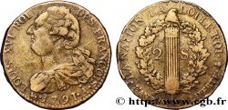 LOUIS XVI (MONARQUE CONSTITUTIONNEL)  2 sols dit &nbsp;au faisceau&nbsp;, type FRANÇOIS 1791 Paris TB+