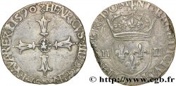 HENRI IV LE GRAND Quart d écu, croix feuillue de face 1590 La Rochelle