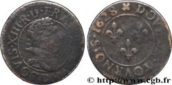 LOUIS XIII LE JUSTE Double tournois, 6e type 1628 Lyon TB