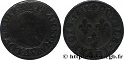 LOUIS XIII LE JUSTE Double tournois, type 1 1613 Paris, Moulin du Louvre TB