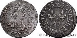 LOUIS XIII LE JUSTE Double tournois, 16e type 1638 Tours