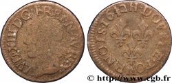 LOUIS XIII LE JUSTE Double tournois, type de Warin 1642 La Rochelle