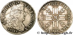 LOUIS XIV LE GRAND OU LE ROI SOLEIL Demi-écu aux huit L, 1er type 1691 Toulouse TB+/TTB