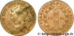 LOUIS XVI (MONARQUE CONSTITUTIONNEL)  12 deniers dit &nbsp;au faisceau&nbsp;, type FRANCOIS 1792 Limoges