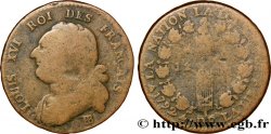 LOUIS XVI (MONARQUE CONSTITUTIONNEL)  12 deniers dit &nbsp;au faisceau&nbsp;, type FRANÇAIS 1792 Strasbourg B