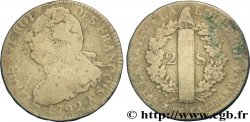 LOUIS XVI (MONARQUE CONSTITUTIONNEL)  2 sols dit &nbsp;au faisceau&nbsp;, type FRANÇOIS 1792 Paris