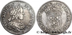 LOUIS XIV LE GRAND OU LE ROI SOLEIL Quart d&nbsp;écu, portrait à la mèche courte 1643 Paris, Monnaie du Louvre TTB