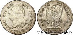 LOUIS XVI (MONARQUE CONSTITUTIONNEL)  30 sols dit &nbsp;au génie&nbsp;, type FRANÇOIS 1792 Limoges TTB+/TTB