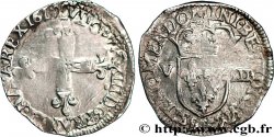 LOUIS XIII LE JUSTE Huitième d&nbsp;écu, à la croix fleurdelisée, titulature côté croix 1615 Rennes TB+