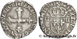 HENRI III Quart d&nbsp;écu, croix de face 1588 Nantes TB+/TTB