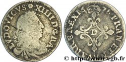 LOUIS XIV LE GRAND OU LE ROI SOLEIL Quatre sols à la croix formée de lis 1676 Vimy-en-Lyonnais (actuellement Neuville-sur-Saône)
