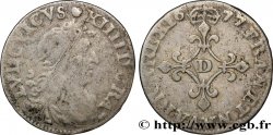 LOUIS XIV LE GRAND OU LE ROI SOLEIL Quatre sols à la croix formée de lis 1677 Vimy-en-Lyonnais (actuellement Neuville-sur-Saône) B+