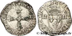 HENRI III Quart d&nbsp;écu, croix de face 1581 Nantes