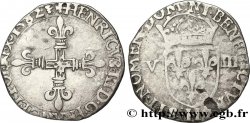 HENRI III Huitième d&nbsp;écu, croix de face 1582 La Rochelle TTB/TB