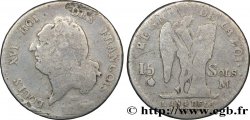 LOUIS XVI (MONARQUE CONSTITUTIONNEL)  15 sols dit &nbsp;au génie&nbsp;, type FRANÇOIS 1792 Toulouse B