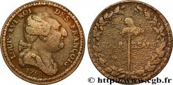 LOUIS XVI (MONARQUE CONSTITUTIONNEL)  Essai de 2 sols par Bernier 1791 Paris