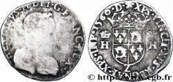 FRANCIS II. COINAGE AT THE NAME OF HENRY II Teston du Dauphiné à la tête nue 1560 Grenoble