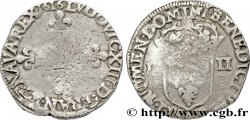 LOUIS XIII LE JUSTE Quart d&nbsp;écu, à la croix fleurdelisée, titulature côté croix 1616 Rennes B+