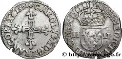 CHARLES X, CARDINAL DE BOURBON Quart d&nbsp;écu, croix de face 1591 Rouen TB+