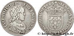 LOUIS XIV LE GRAND OU LE ROI SOLEIL Quart d&nbsp;écu, portrait à la mèche courte 1644 Paris, Monnaie de Matignon TB+