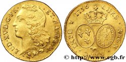 LOUIS XV DIT LE BIEN AIMÉ Double louis d’or aux écus ovales, tête ceinte d’un bandeau 1756 Pau TTB+/SUP