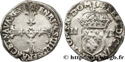 HENRI IV LE GRAND Quart d&nbsp;écu, croix feuillue de face 1606 Rennes TB