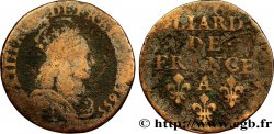 LOUIS XIV LE GRAND OU LE ROI SOLEIL Liard de cuivre, 2e type 1655 Corbeil