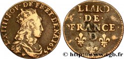 LOUIS XIV LE GRAND OU LE ROI SOLEIL Liard de cuivre, 2e type 1655 Vimy