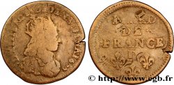 LOUIS XIV LE GRAND OU LE ROI SOLEIL Liard de cuivre, 2e type 1655 Vimy