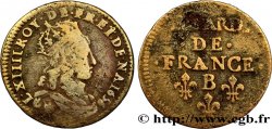 LOUIS XIV LE GRAND OU LE ROI SOLEIL Liard de cuivre, 2e type 1656 Pont-de-l’Arche TB+/TB