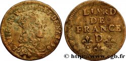 LOUIS XIV LE GRAND OU LE ROI SOLEIL Liard de cuivre, 2e type 1656 Vimy-en-Lyonnais (actuellement Neuville-sur-Saône)