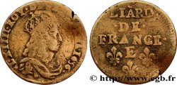 LOUIS XIV LE GRAND OU LE ROI SOLEIL Liard de cuivre, 2e type 1656 Meung-sur-Loire