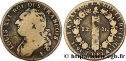 LOUIS XVI (MONARQUE CONSTITUTIONNEL)  12 deniers dit &nbsp;au faisceau&nbsp;, type FRANCOIS 1791 Paris, Monnaie du Louvre