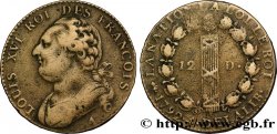 LOUIS XVI (MONARQUE CONSTITUTIONNEL)  12 deniers dit &nbsp;au faisceau&nbsp;, type FRANÇOIS 1792 Paris TB+