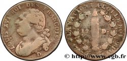 LOUIS XVI (MONARQUE CONSTITUTIONNEL)  12 deniers dit &nbsp;au faisceau&nbsp;, type FRANCOIS 1792 Lyon