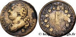 LOUIS XVI (MONARQUE CONSTITUTIONNEL)  12 deniers dit &nbsp;au faisceau&nbsp;, type FRANÇAIS 1792 Strasbourg B