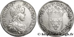 LOUIS XIV LE GRAND OU LE ROI SOLEIL Demi-écu, portrait à la mèche longue 1647 Paris TTB